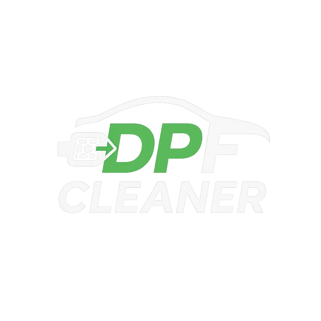 DPF Cleaner logo—green “DPF,” white car outline and “CLEANER” text, transparent background for dark use.