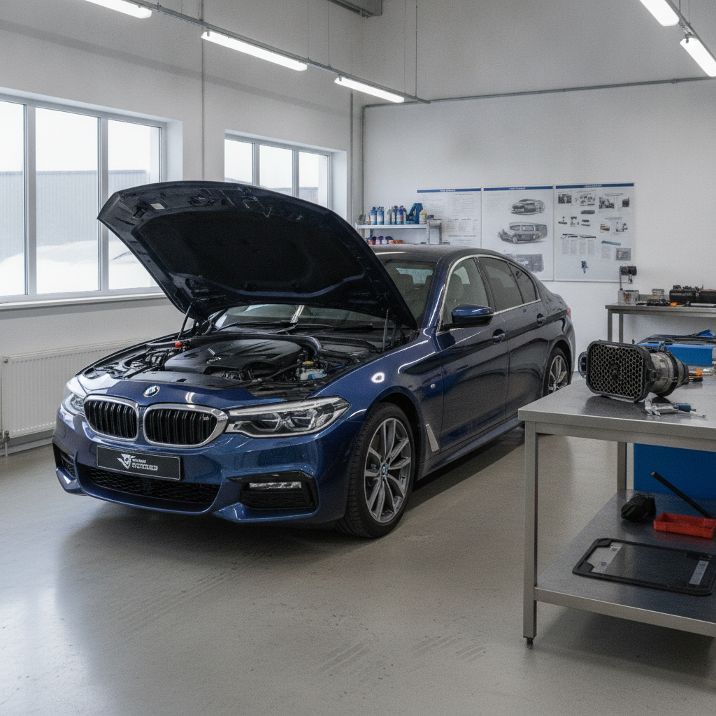 VW diesel engine with DPF filter being professionally cleaned