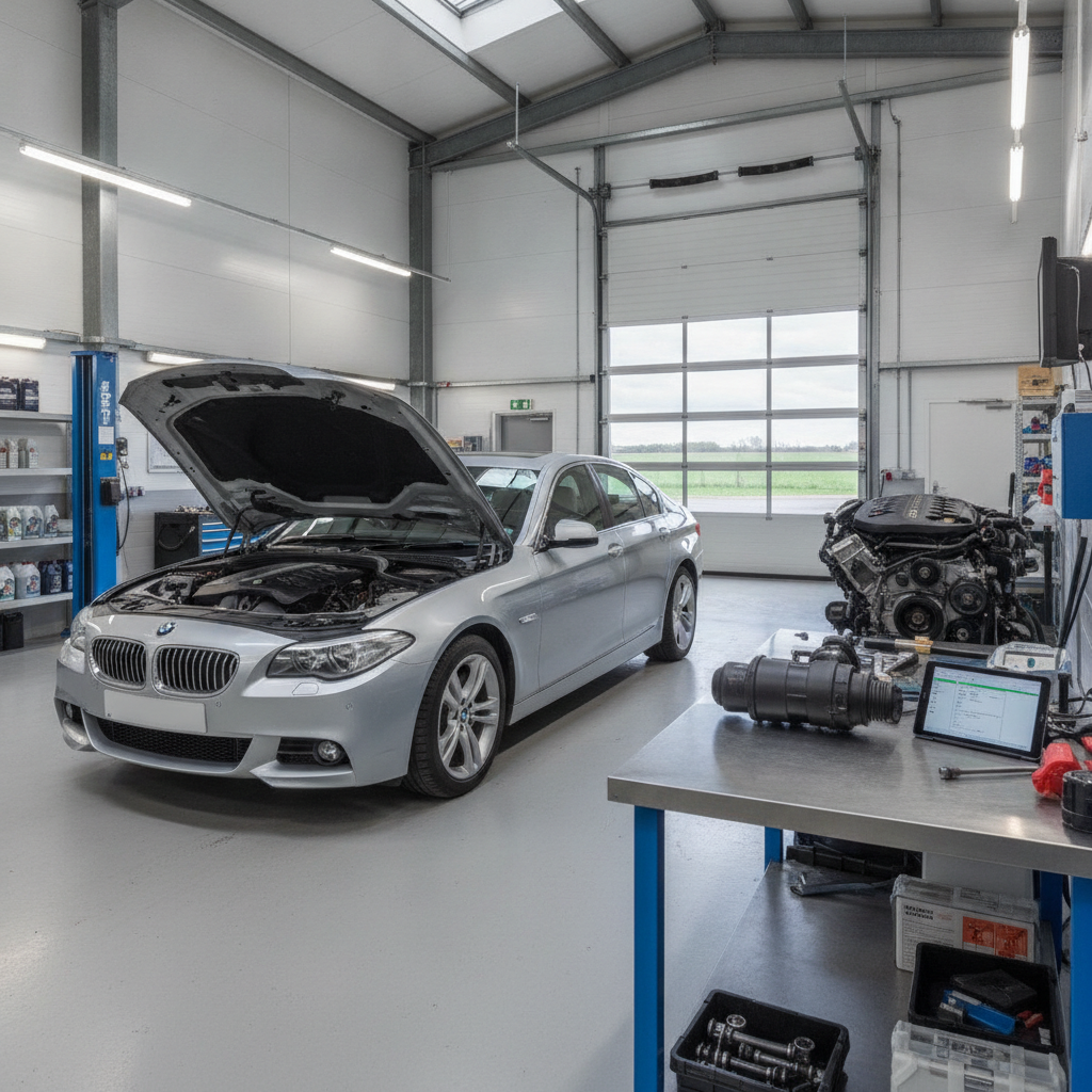 BMW diesel particulate filter being cleaned by mobile DPF specialist