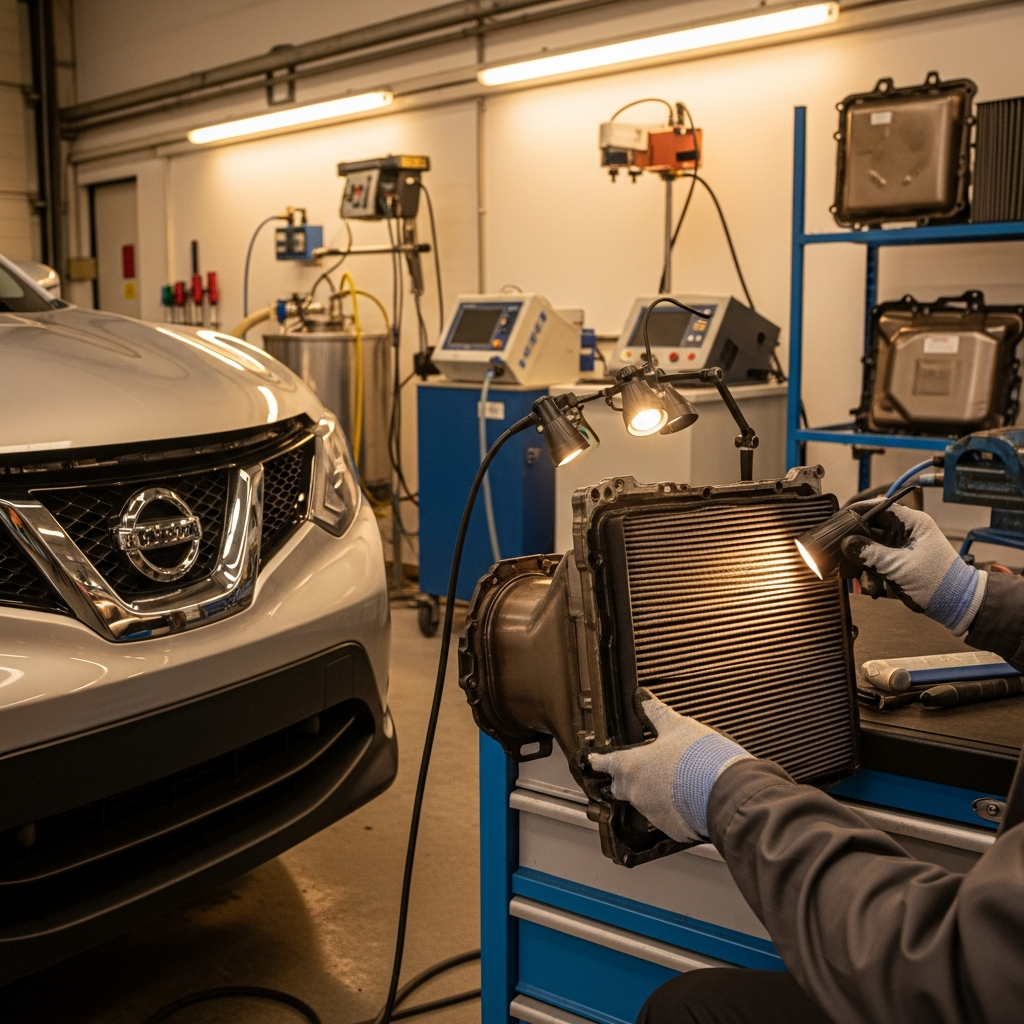 Nissan Qashqai DPF being inspected at a professional workshop