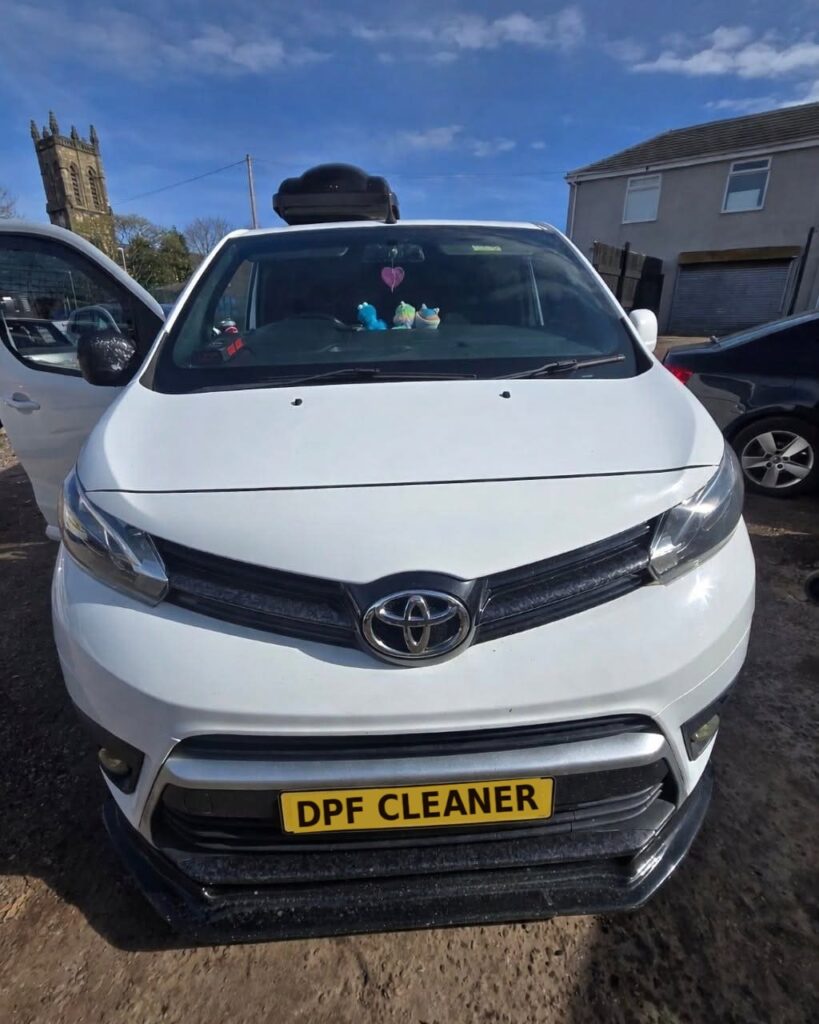 Toyota Proace van in for DPF cleaning at the Fenton workshop